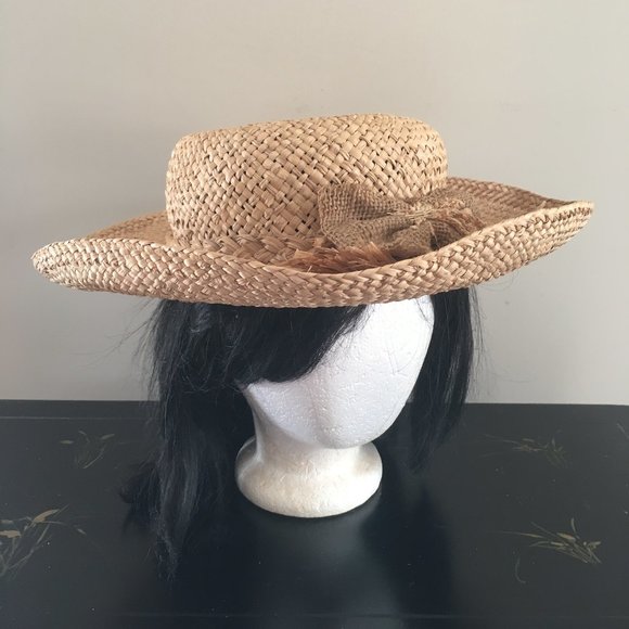 Straw Hat with Decorative Straw Bow - Picture 1 of 5